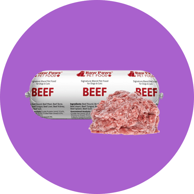 Chub of Raw Paws Beef Signature Blend food for dogs