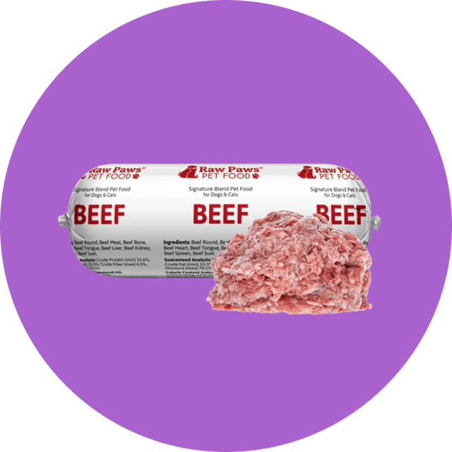 Chub of Raw Paws Beef Signature Blend food for dogs